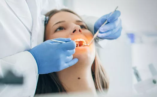 Patient at dental exam