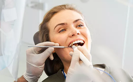 Dentist explaining x-ray to patient